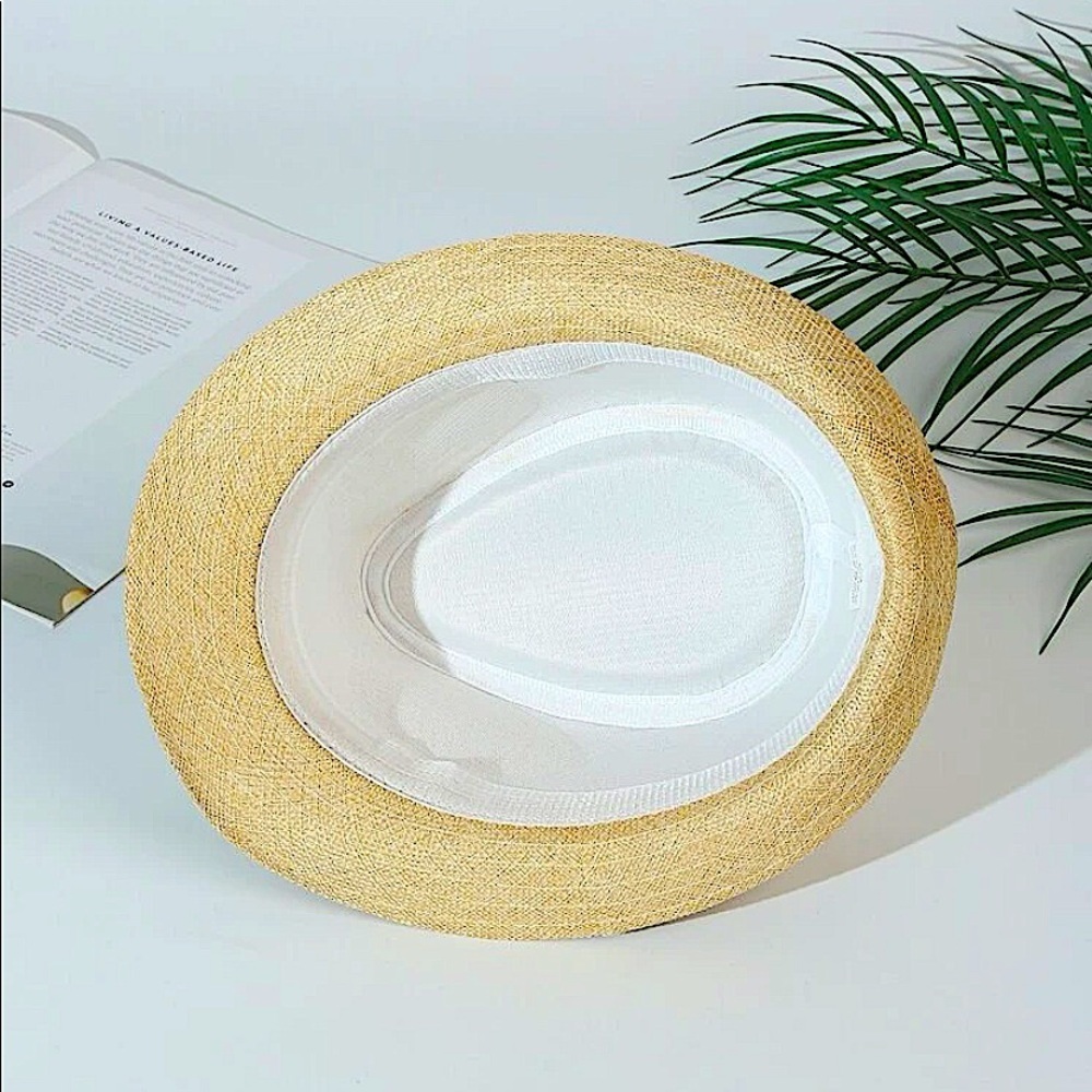 FEDORA STRAW BELTED STUD MINIMALIST HAT - Picture 4 of 4